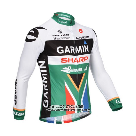 2013 Maillot Ciclismo Garmin Sharp Champion Afrique Du Sud Manches Longues et Cuissard